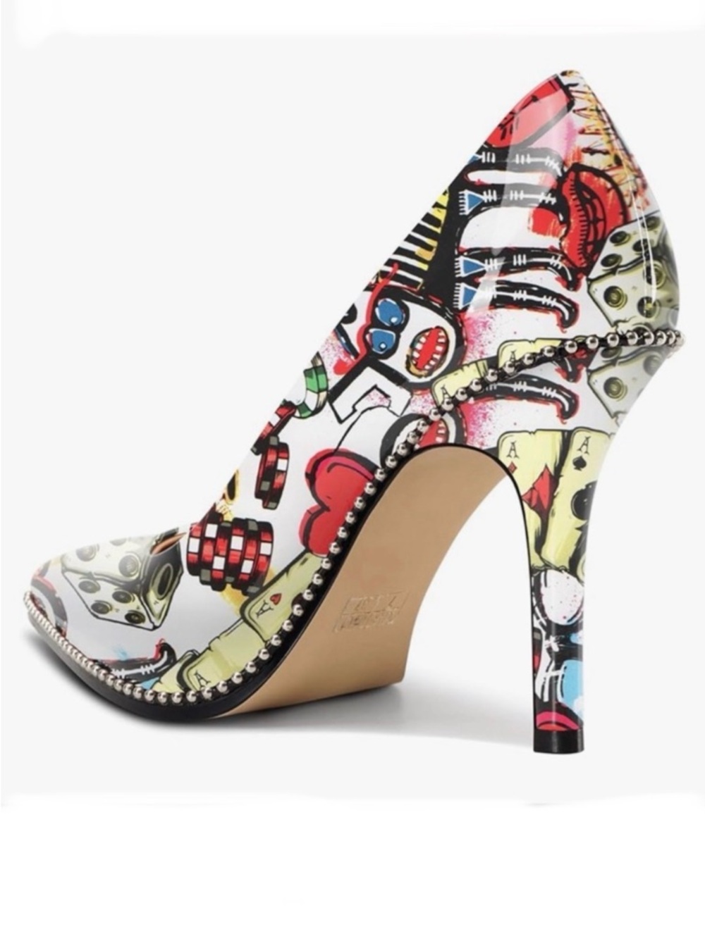 Graphic Print Pointed Toe Pumps Multi-Color Stiletto Heels Size 9.5 NEW - Picture 2 of 9